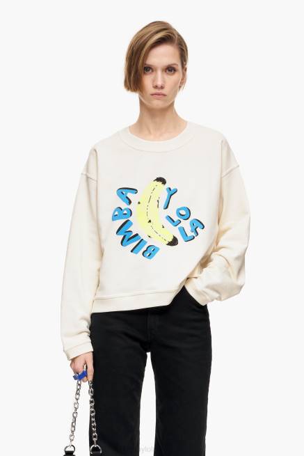 ropa Bimba Y Lola sudadera boxy logo banana X46J495 Marfil
