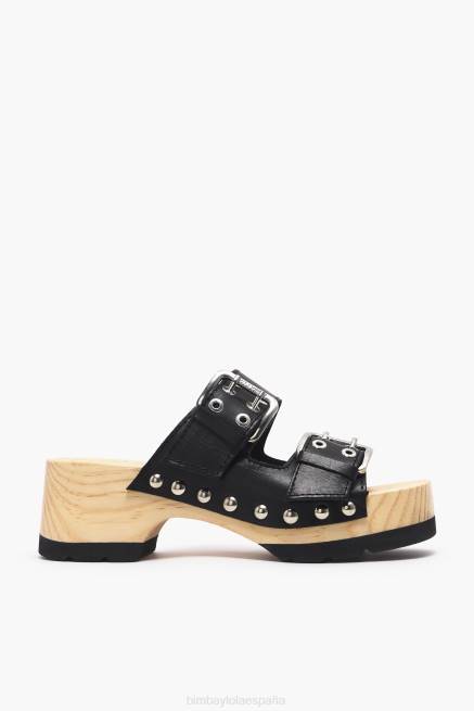 guerra de pies Bimba Y Lola sandalia de piel con tacón X46J564 negro